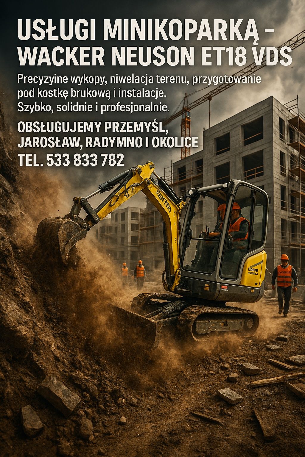 Usługi minikoparką Kucie młotem hydraulicznym  odwierty Roboty ziemne