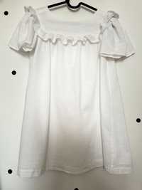 Sukienka Mamgo len lniana biała haftowana roz 140