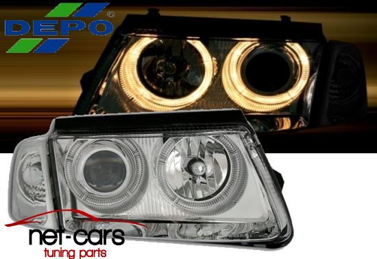 Reflektory Lampy przednie VW PASSAT B5 3B ANGEL EYES Chrom