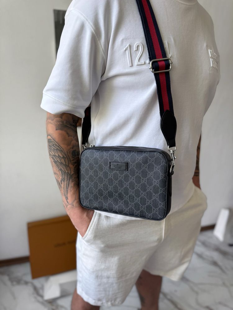 Сумка чоловіча клатч Gucci гуччи мужская черная месенджер барсетка GG