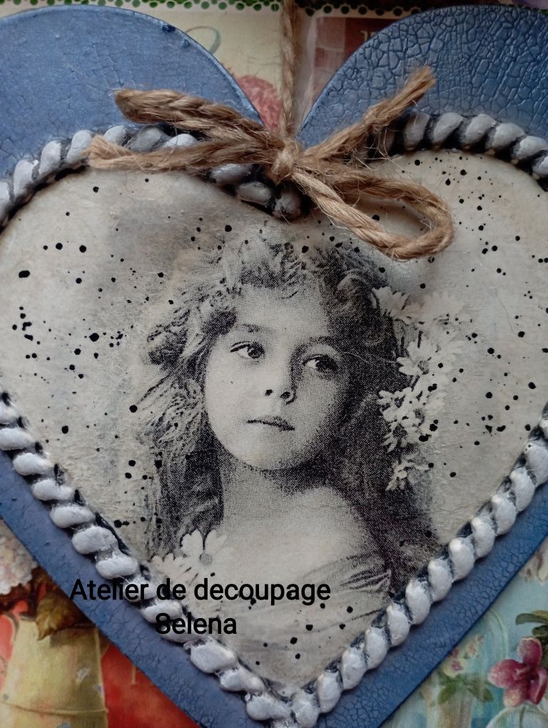 Ozdobne serce shabby chic vintage decoupage