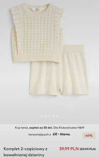 H&M nowy dzianinowy komplet bluzeczka i spodenki 110