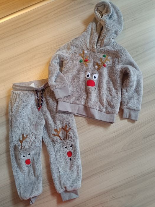 Komplet smyk polarowy renifer święta bluza spodnie ciepły