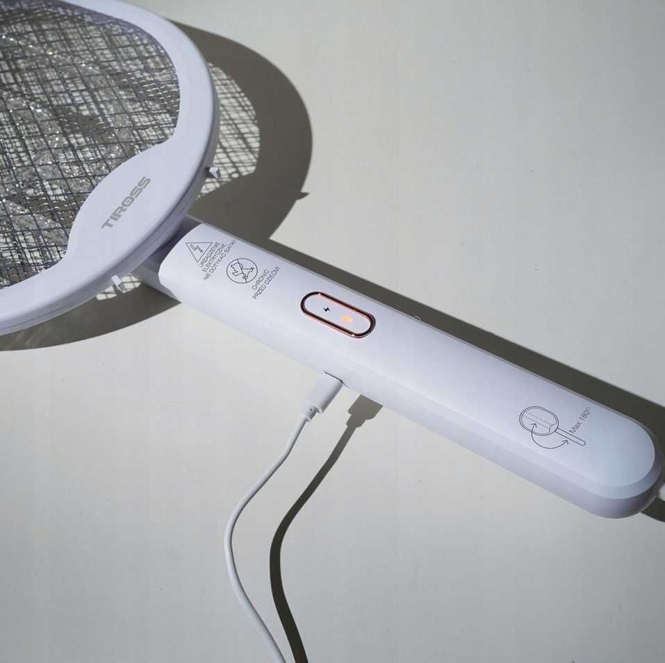 ŁAPKA OWADOBÓJCZA elektryczna packa na muchy komary owady USB składana