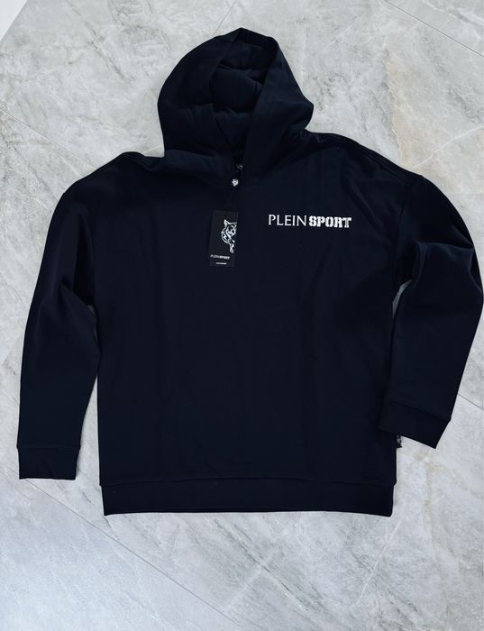 Granatowa męska bluza z kapturem i charakternym logo r. XL Plein Sport