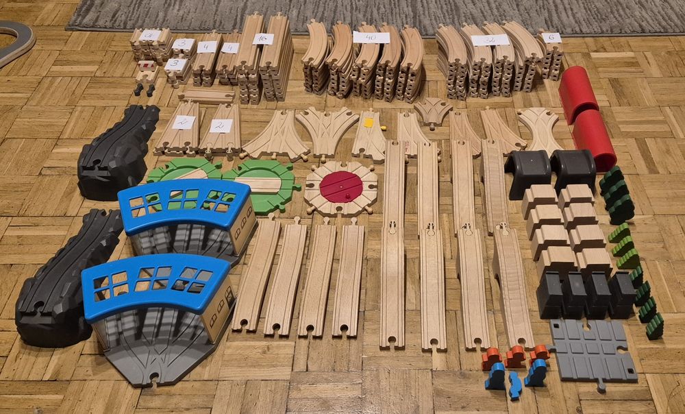 Drewniana kolejka, tory, pociągi, duży zestaw, IKEA, LIDL