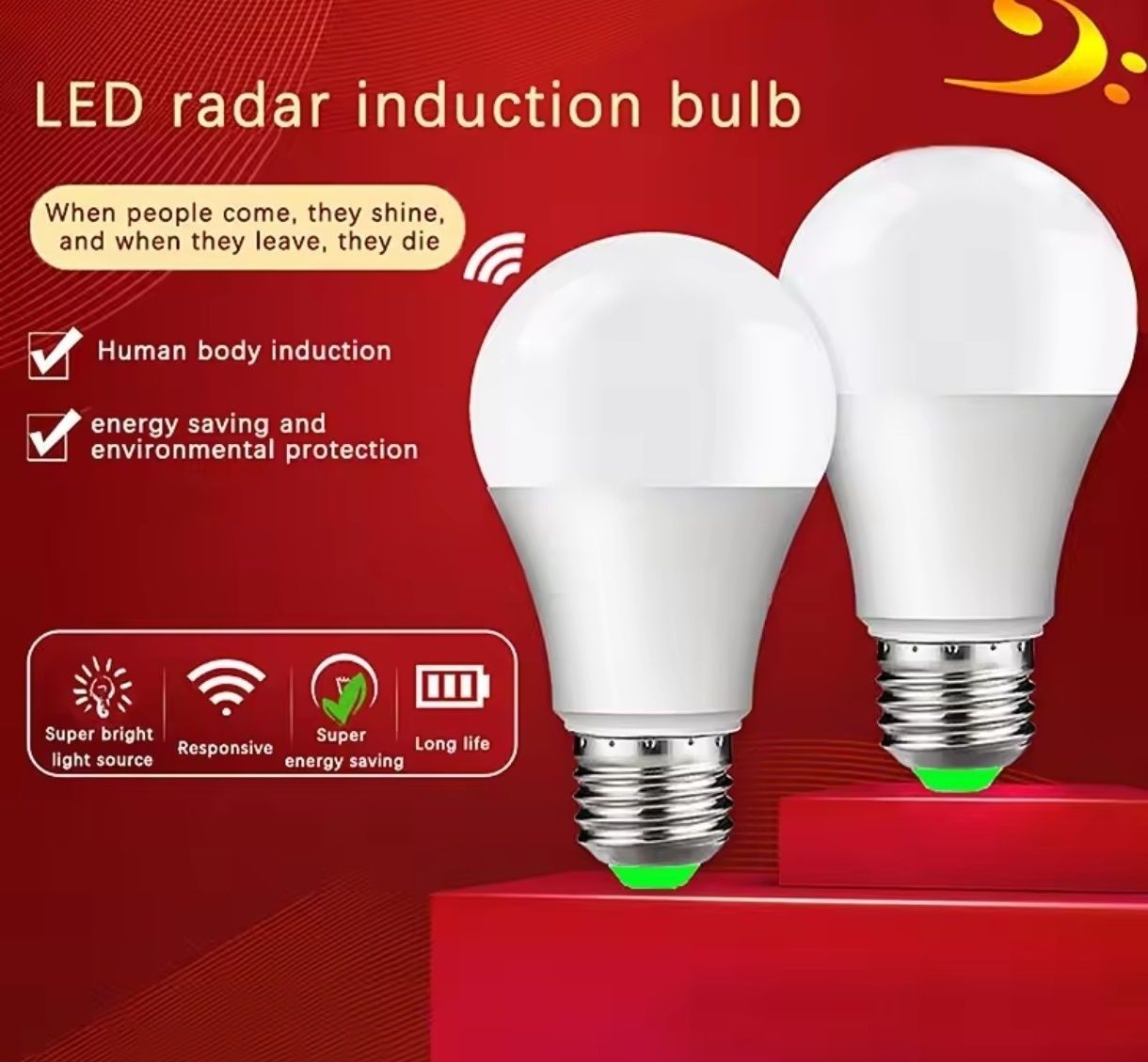 Żarówka LED z mikrofalowym czujnikiem ruchu i zmierzchu 2szt
