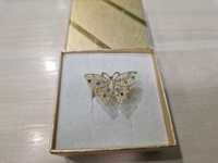 Nowy złoty pierścionek kolorowy motyl PR 585