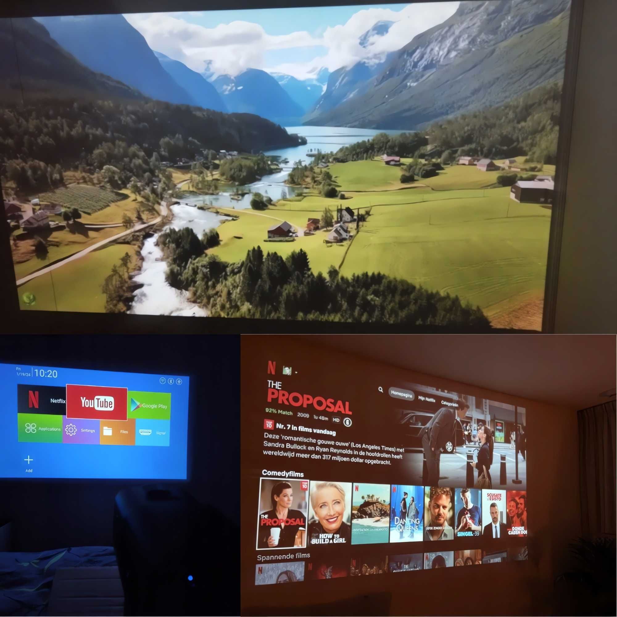 PROJEKTOR 4K Rzutnik 1080P Wifi6 Bluetooth 5 Android Wiele Aplikacji