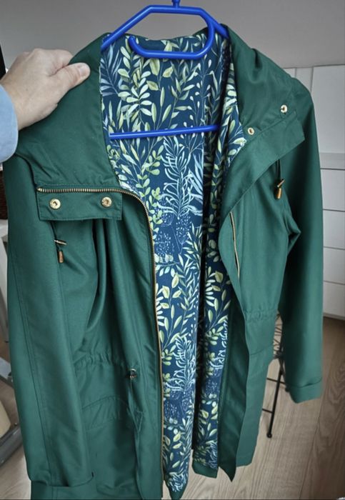 Płaszcz przejściowy butelkowa zielen z podszewką 38 M