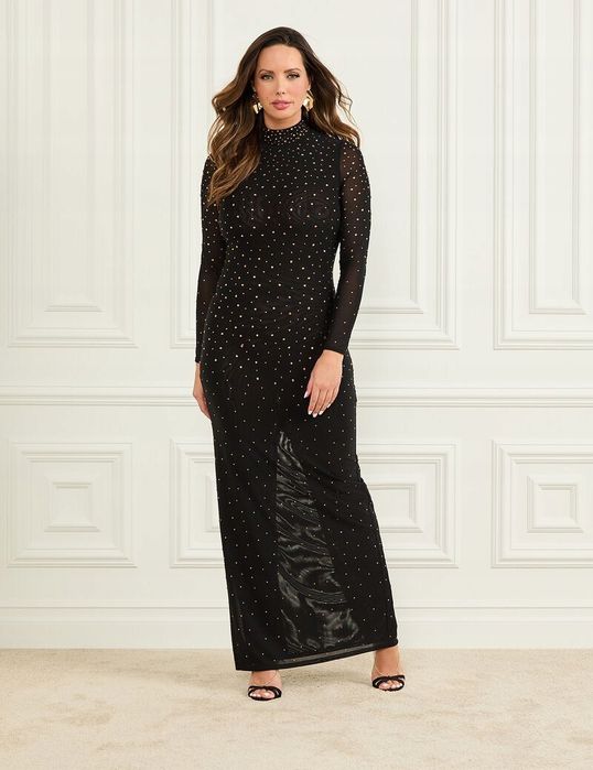 Guess Marciano 38 M Sukienka Czarna Zdobiona On The Dot Maxi D1911