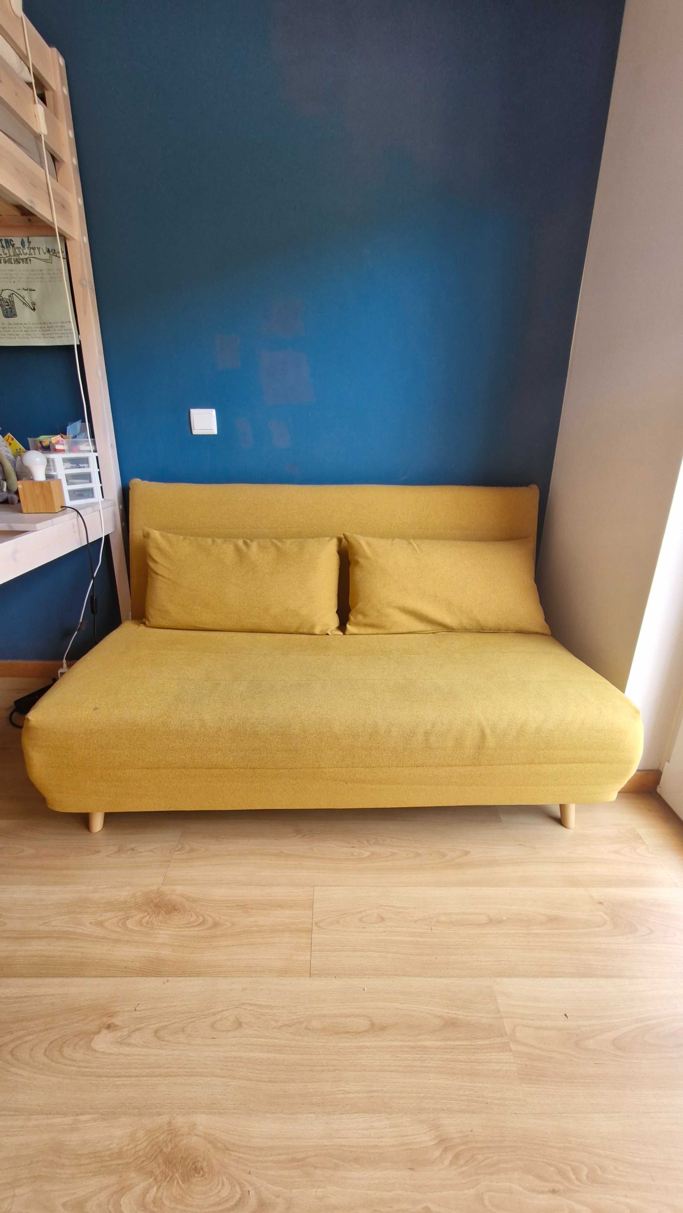 Sofá-cama banco clic-clac,  cor amarelo mostarda