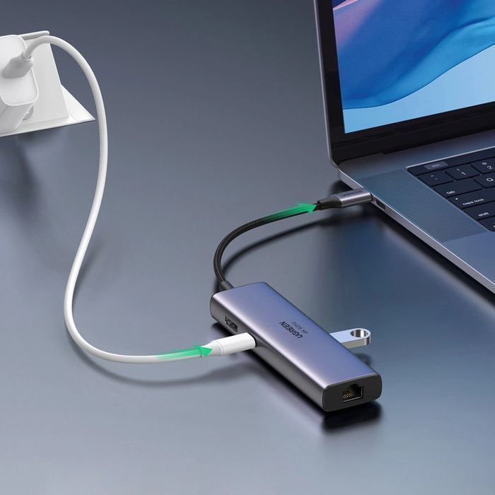 HUB 7w1 Ugreen USB-C / 2x USB-A 3.2 HDMI 4K SD TF USB-C PD 100W RJ45