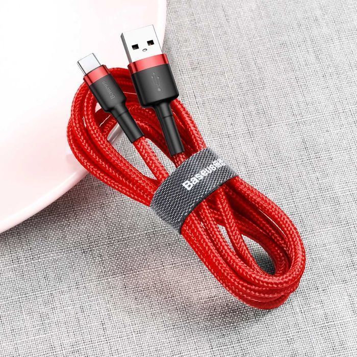 Kabel USB Baseus Cafule QC3.0 2A 2M Czerwony - Szybkie Ładowanie
