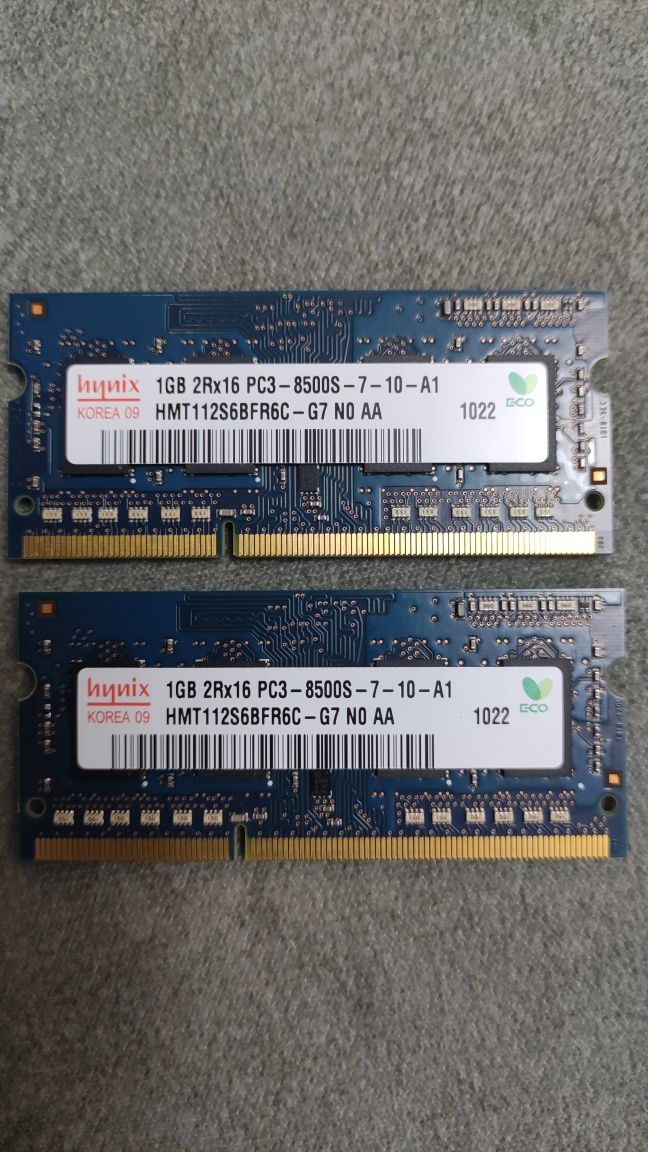 Оперативна пам'ять Hynix 1GB Laptop RAM 2Rx16 PC3-8500S-7-10-A1 DDR3