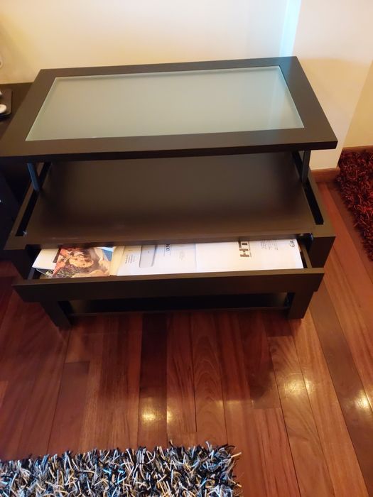 Mesa de centro madeira escura