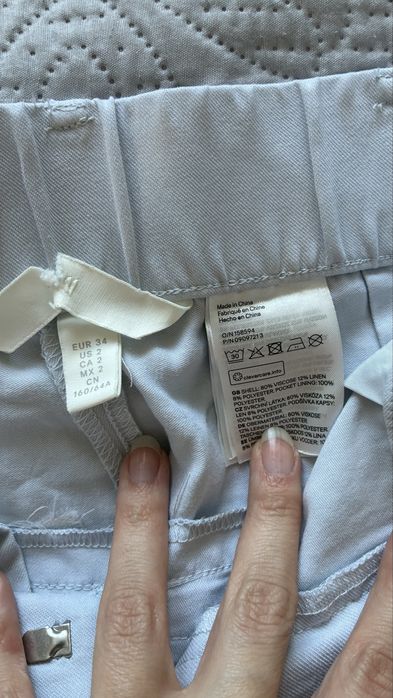 H&M XS/34 jasnoniebieskie spodnie len wiskoza