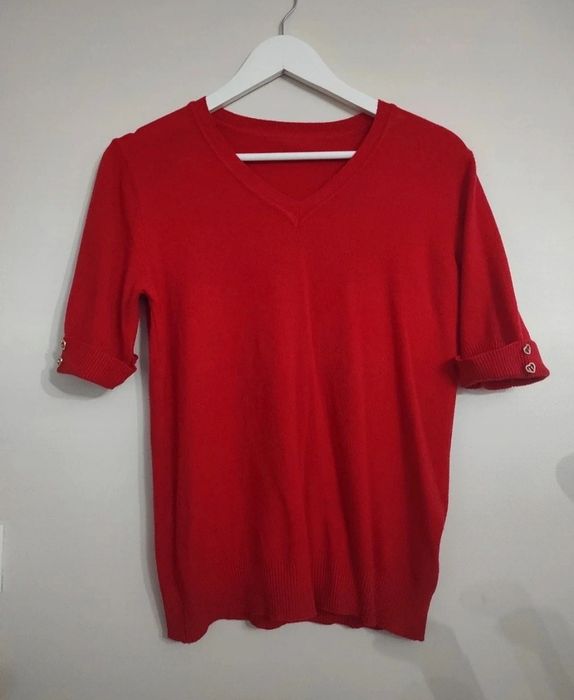 Sweter sweterek krótki rękaw dekolt w serek r.M/L