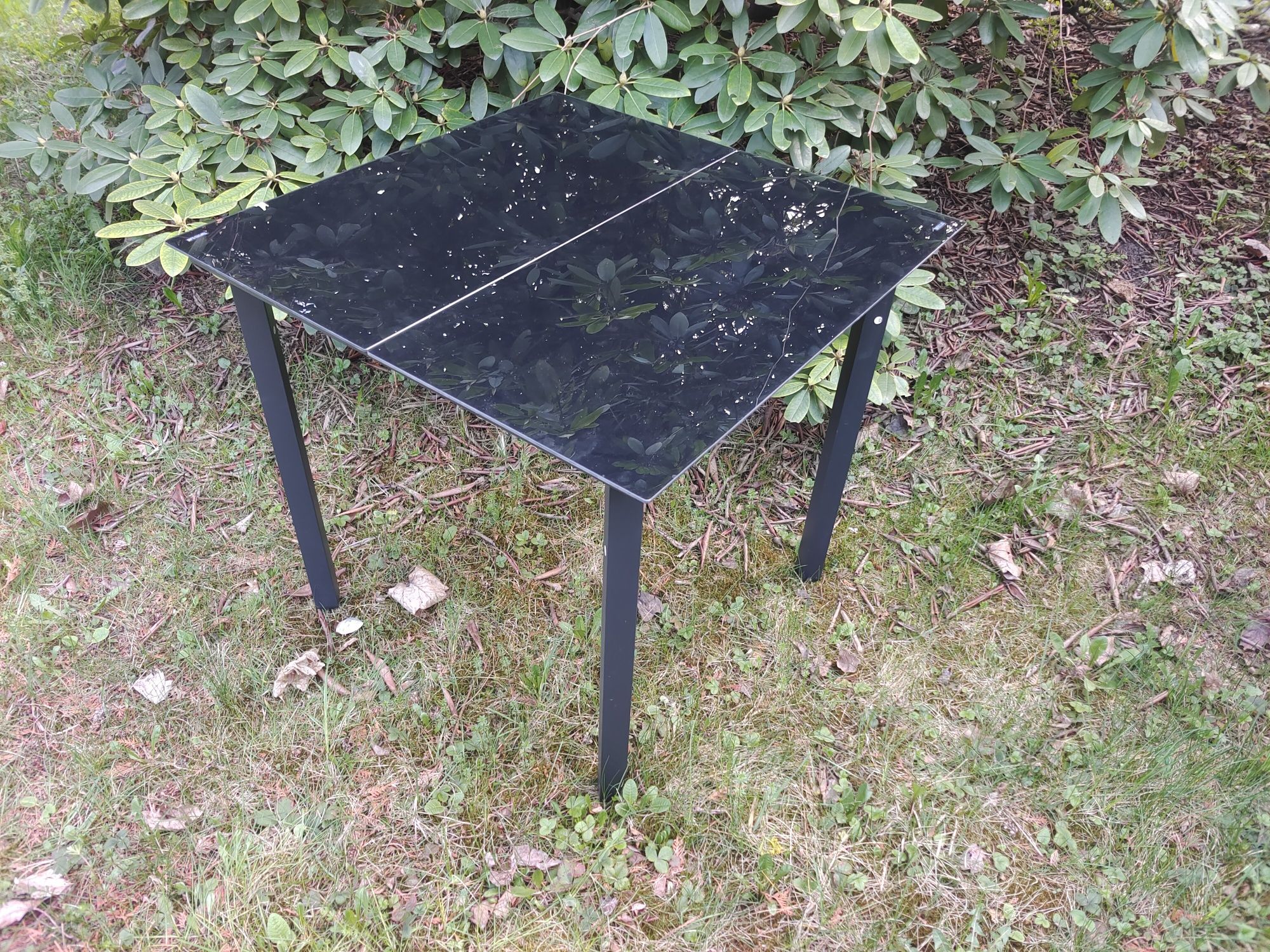 Stolik ogrodowy czarny 80x80