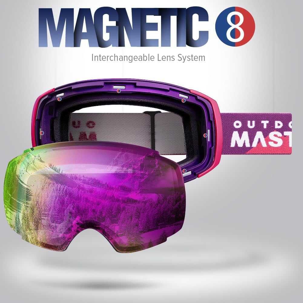 Gogle narciarskie lustrzane różowe OUTDOOR MASTER SNOWBOARD UV 400