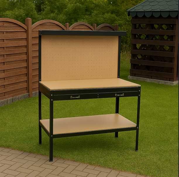 Stół Warsztatowy Narzędziowy Do Garażu Solidny Blat Roboczy 120x60x155