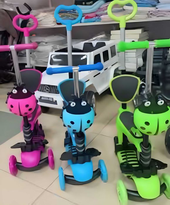 Самокат 5в1 детский с родительской ручкой. Беговел