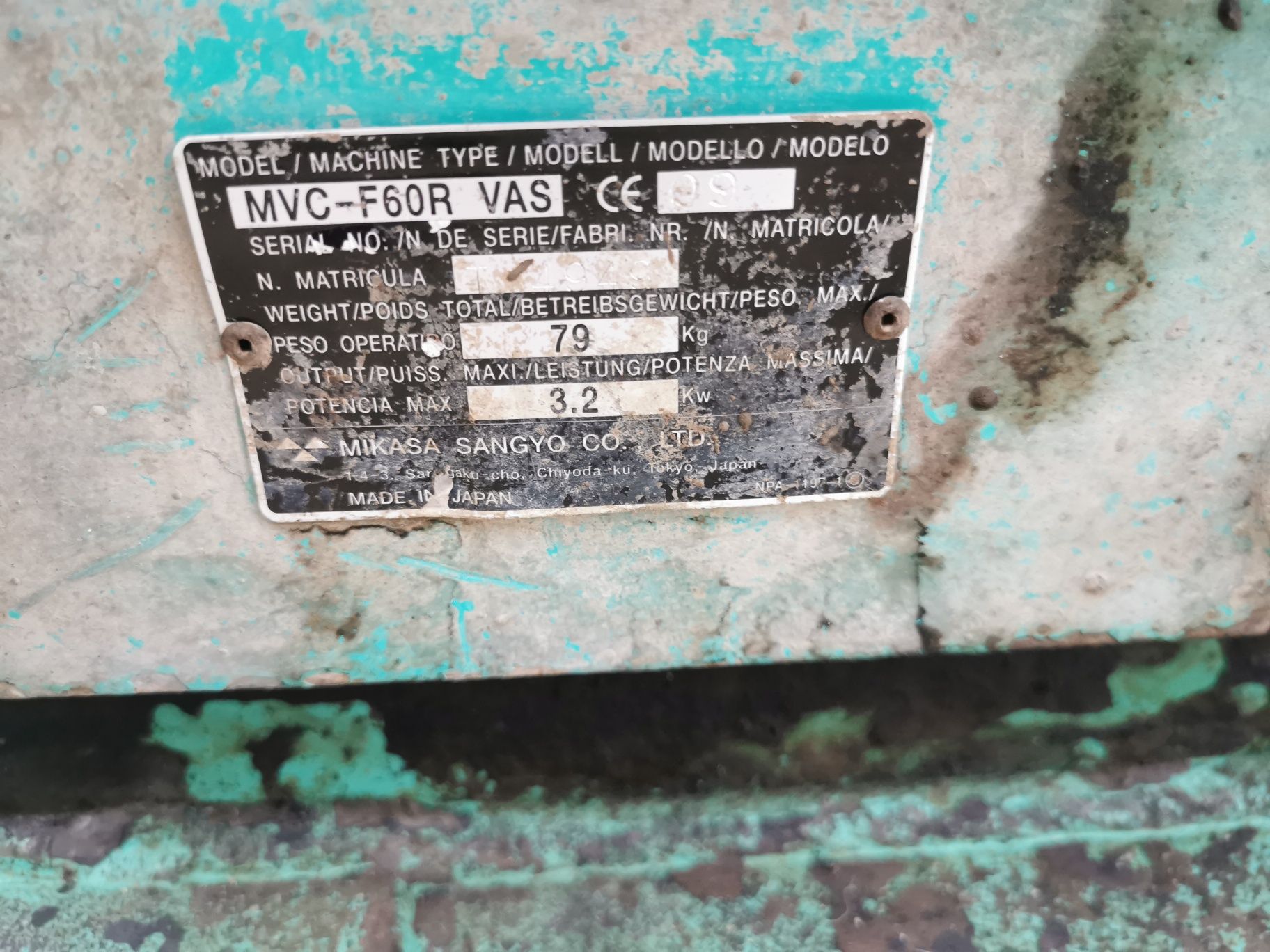 Zagęszczarka Mikasa MVC - F60R Weber Wacker Bomag Honda