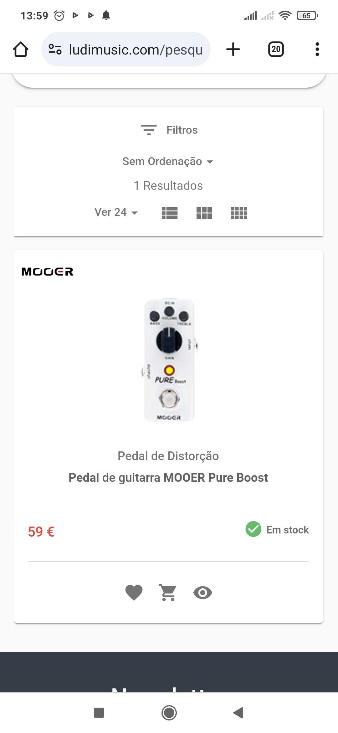 Pedal para guitarra mooer pure boost