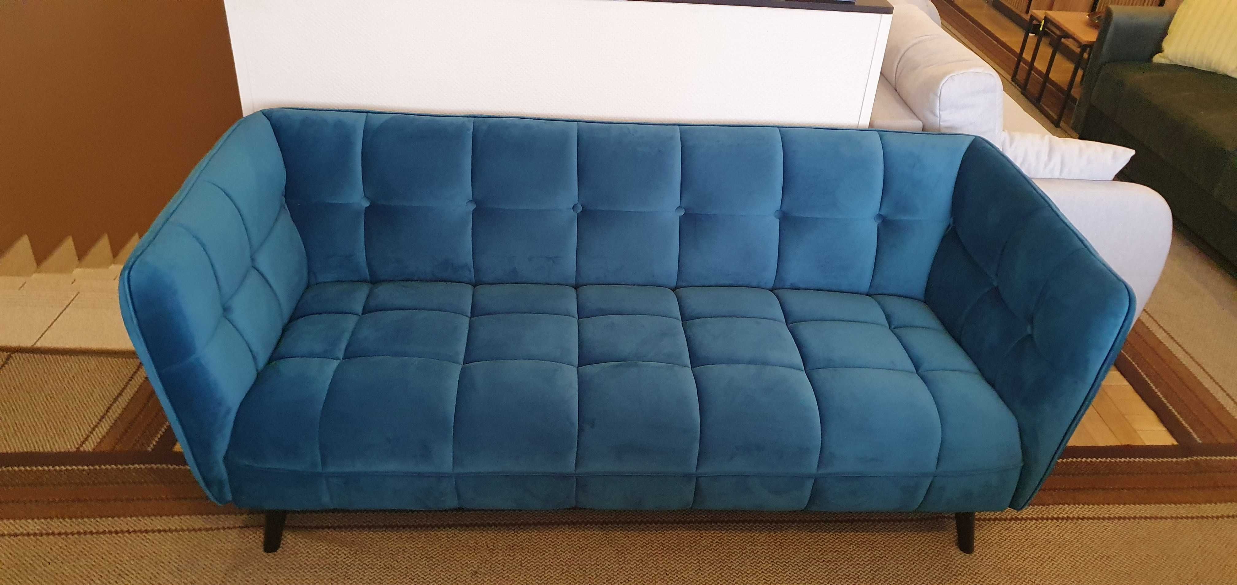 Sofa 200 cm 3 os. Castello velvet turkus