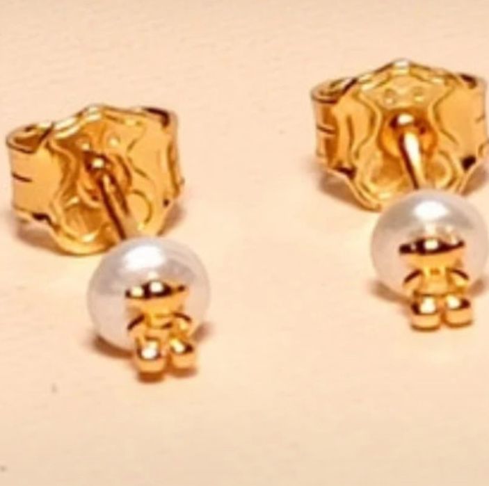 Kolczyki tous wkrety zlote misie i perla