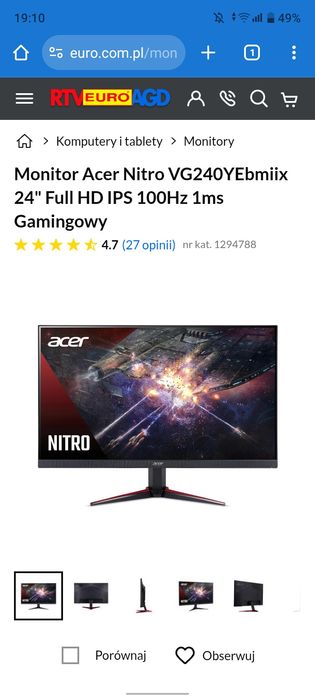 Konsola Xbox series s plus monitor Acer Nitro