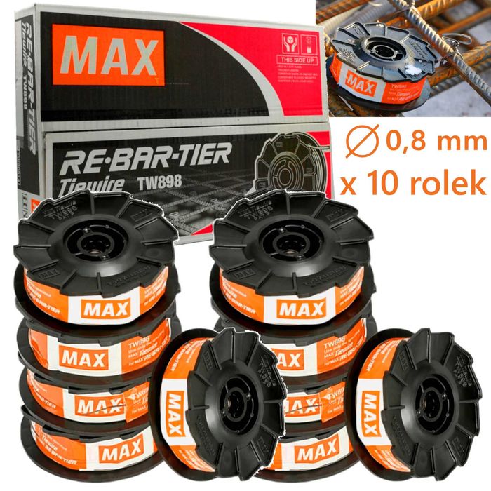 Drut wiązałkowy 0,8 mm do wiązarek MAX TJEP MAKITA RAWLPLUG 10 ROLEK