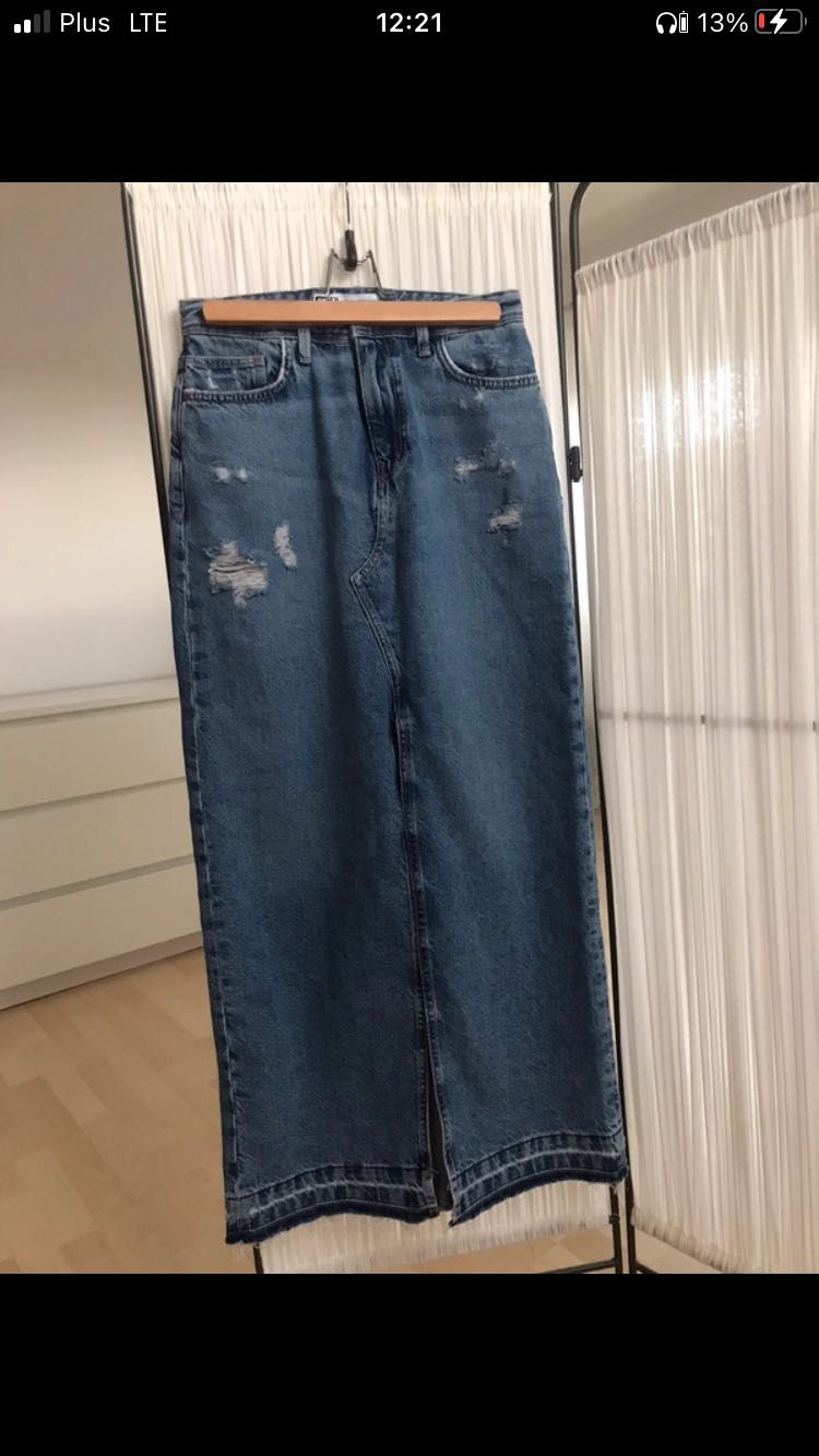Spódnica jeansowa maxi zara trend