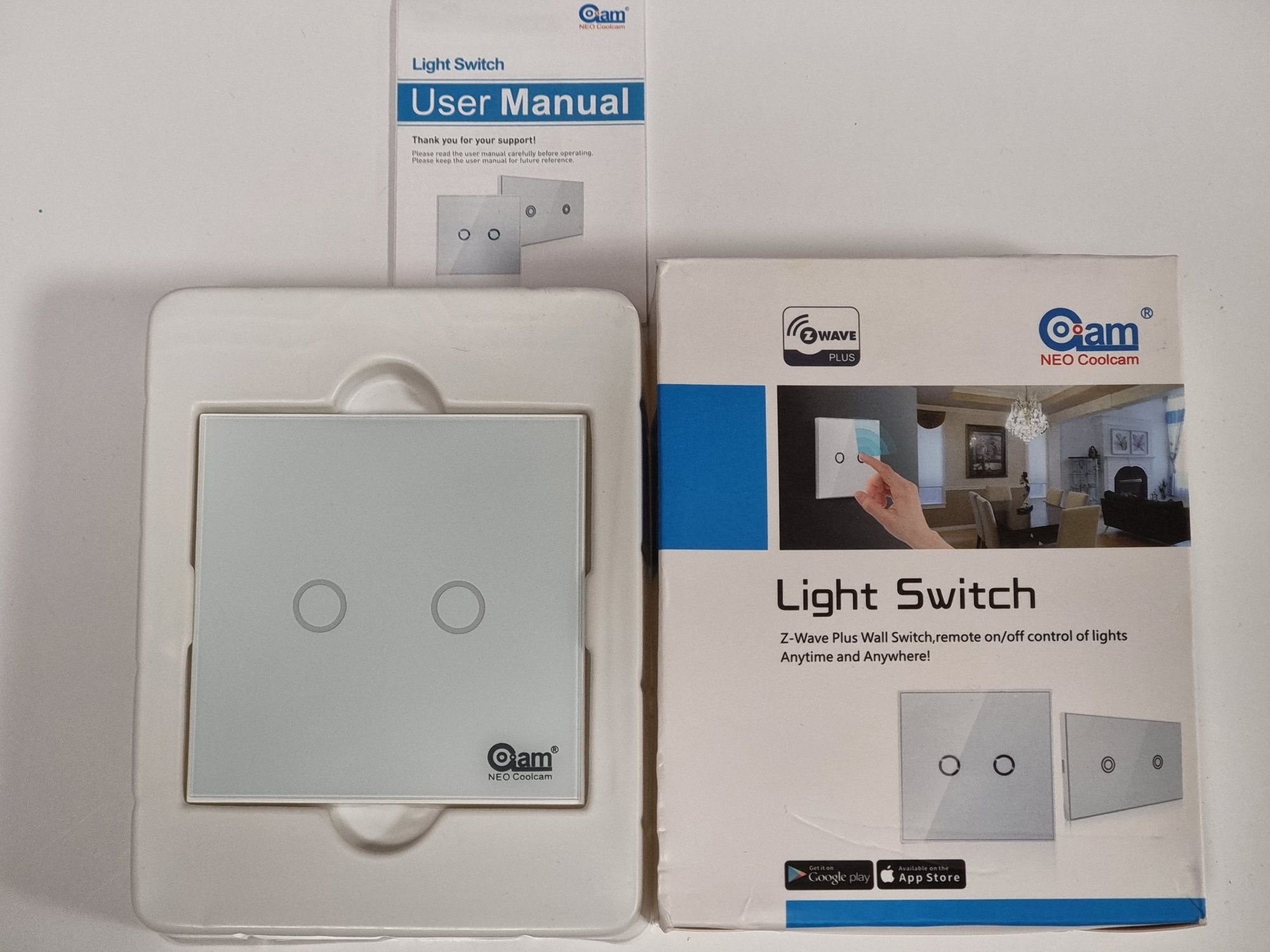 Z-wave light switch, dotykowy podwójny do smarthome