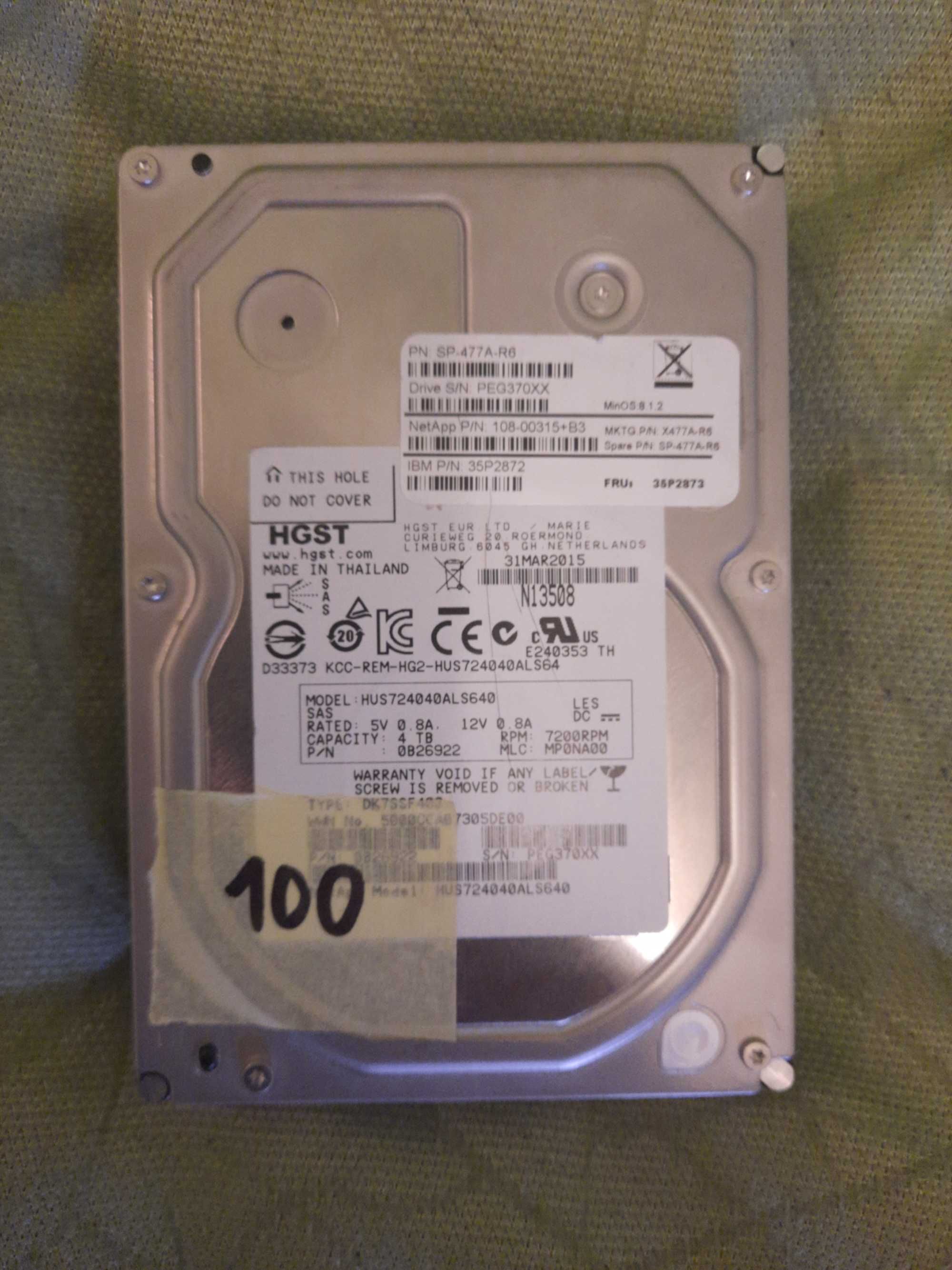 Серверний HDD жорсткийдиск HGST 4TB 7.2K 6G SAS 3.5 (HUS724040ALS640)
