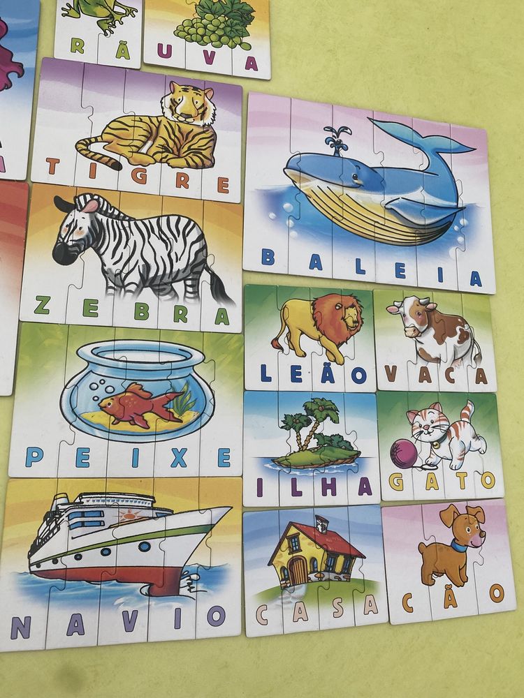 Puzzles educativos abcedario Bilingue Primeiras Palavras