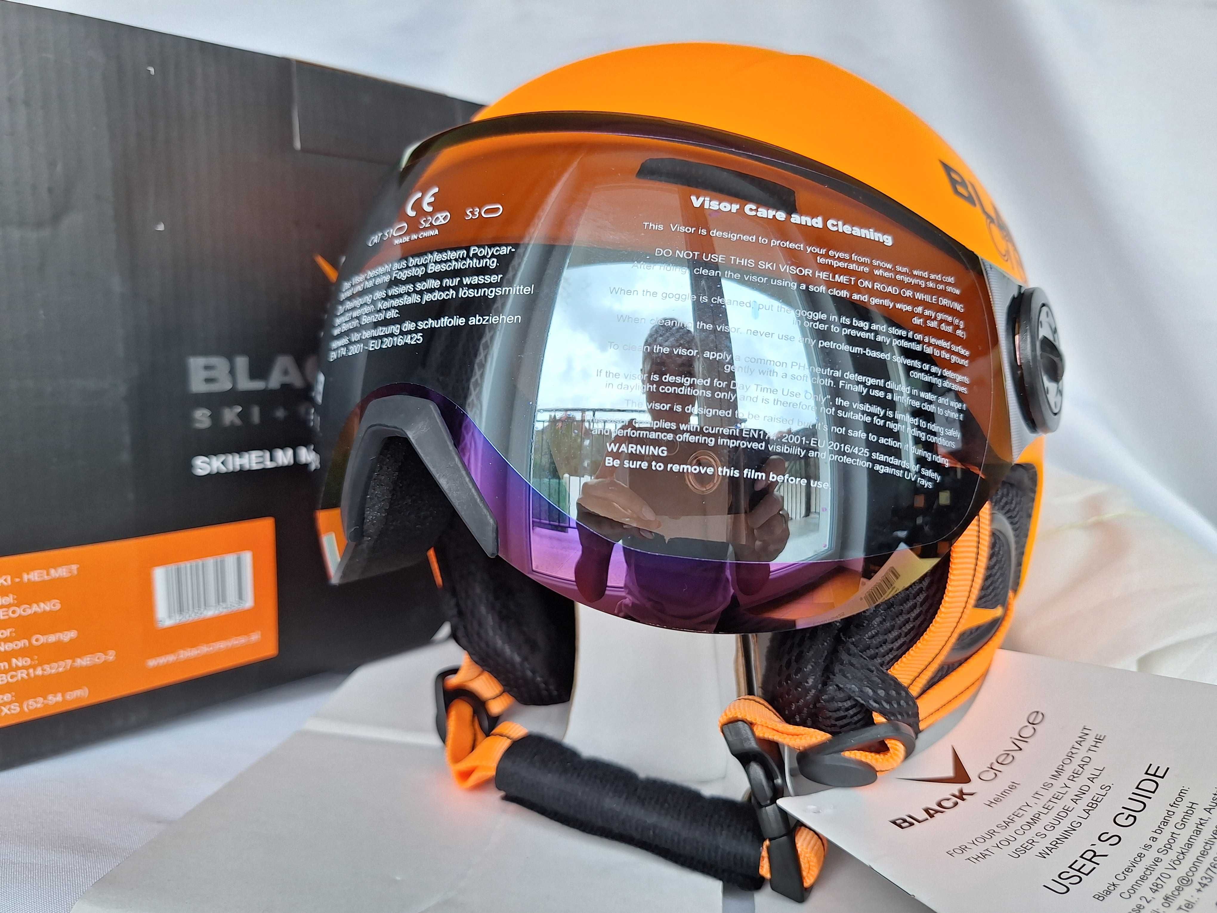 Kask narciarski juniorski Black Crevice Leogang Neon Orange XS 52-54cm