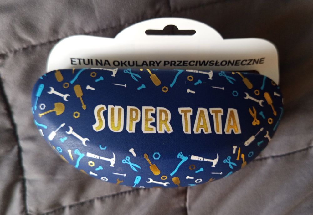 Etui do okularów przeciwsłonecznych z napisem super tata, nowe