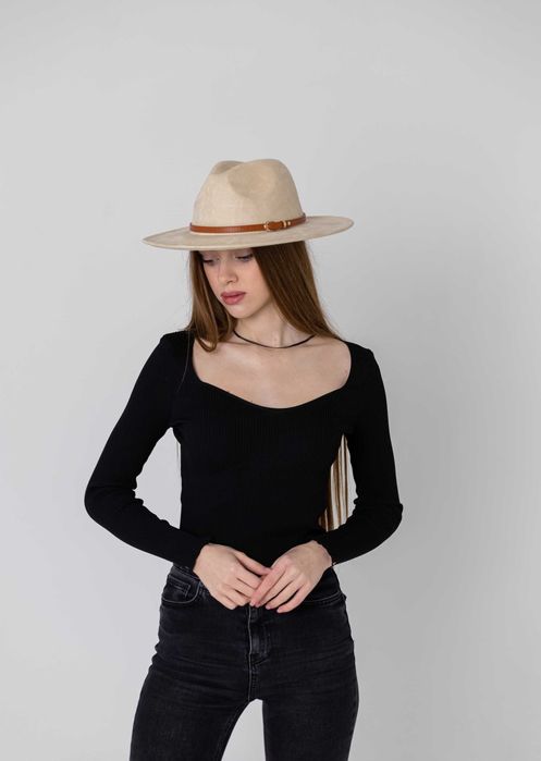 Капелюх федора унісекс з широкими полями 8 см замшевий SUEDE