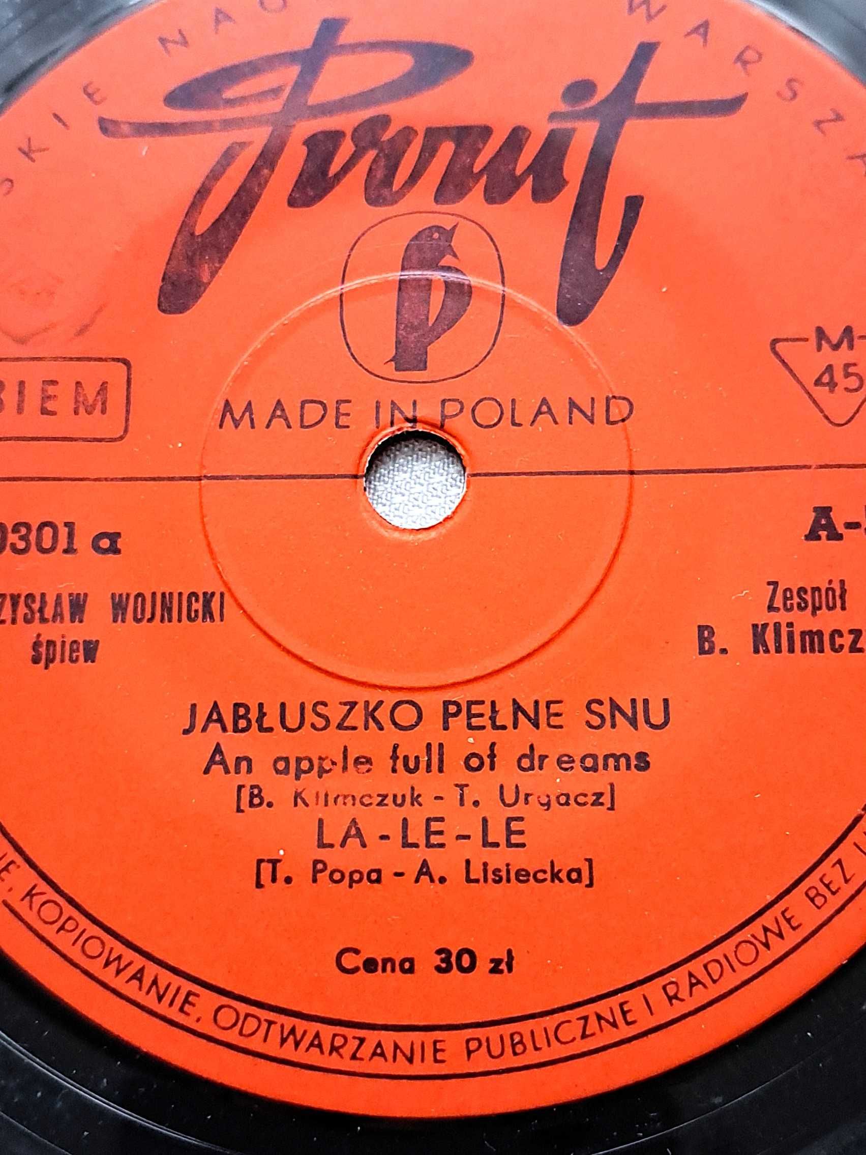Płyta winylowa "Jabłuszko pełne snu; Piosenka z przedmieścia "