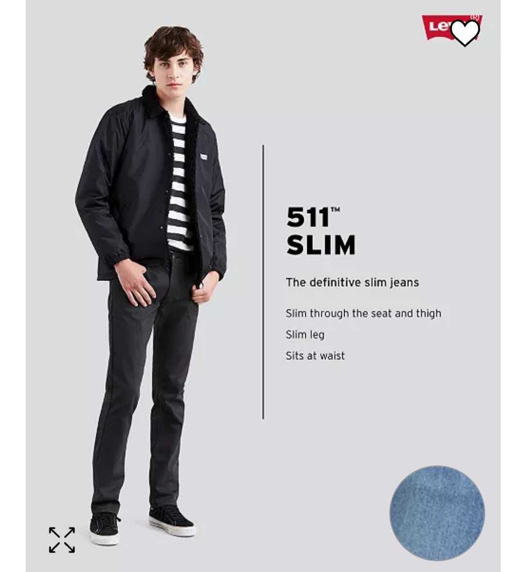 Мужские джинсы Levi's р. 40 длина 32 511™ новые Flex Slim Fit Ливайс