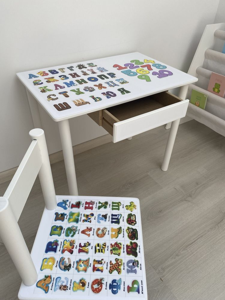 Детский стол-парта и стульчик "Белый-Снежок" столик и стул от 1-7 лет