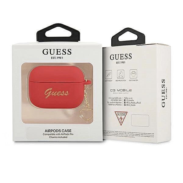 Etui Guess Silicone Charm Heart Collection na AirPods Pro - czerwone