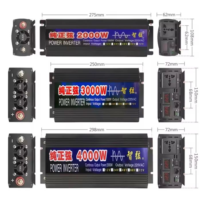 Инвертор 1000 2000 3000 4000 5000 чистий сінус 12/24 volt AC DC