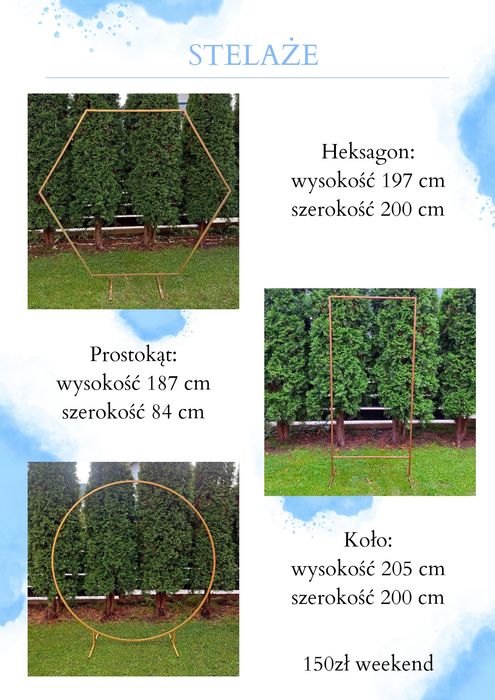 Stelaże koło, sztaluga, heksagon i inne, dekoracja imprezy