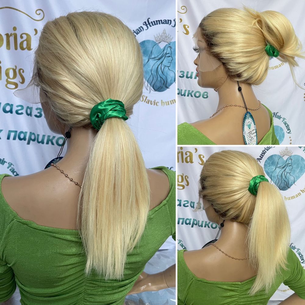 Натуральный парик большая система кожи славянский блонд волос омбре