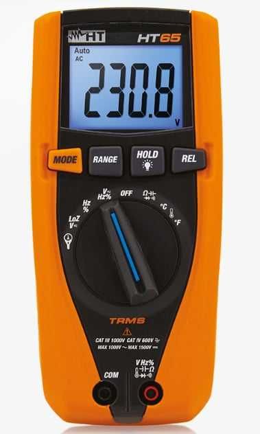 Multímetro Digital HT65 TRMS (Tensão CC até 1500V) + Transd. com Pinça