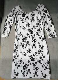 Sukienka biało-czarna bawełniana z elastanem