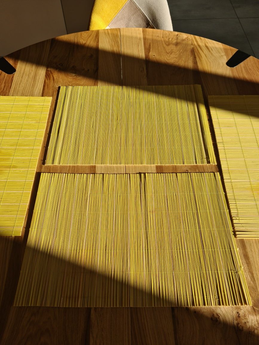 4 zielone żółte bambusowe podkladki + 2 gratis