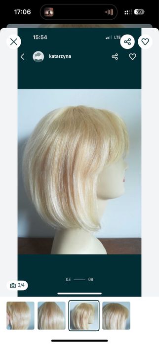 Peruka naturalna krotki blond